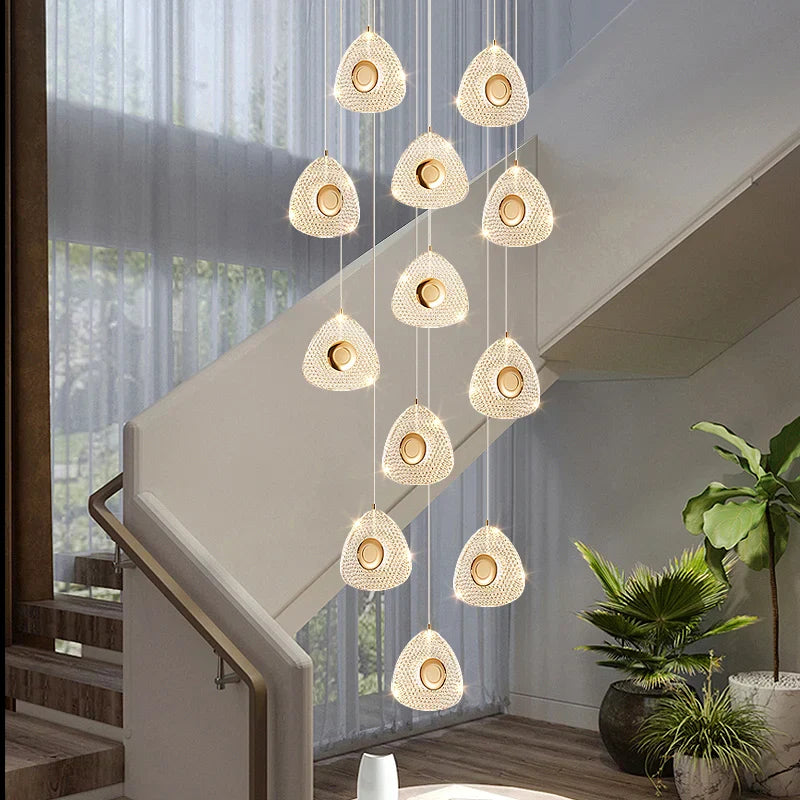 DecorBites™ Golden Acrylic LED Chandeliers for Living Room, Large & Creative Design Villa Lighting