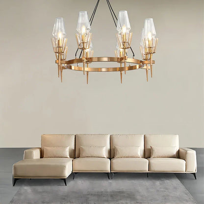 DecorBites™ Gold Lustre Glass Chandelier: Modern Luxury Pendant for Living, Dining, Bedroom