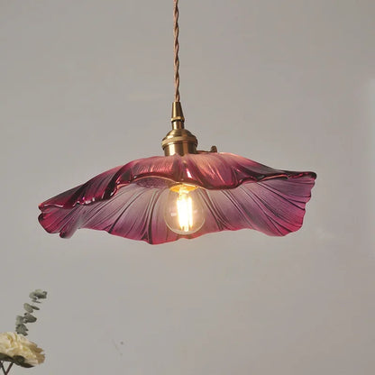Vintage Flower Glass Pendant Light Fixture