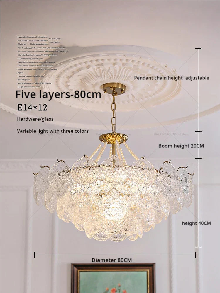 DecorBites™ Crystal Chandelier: Modern Chic Pearl Light for Elegant Home Decor