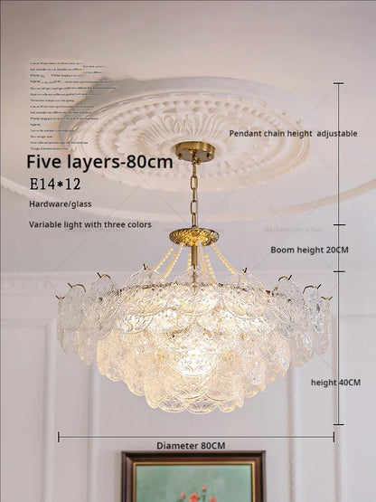DecorBites™ Crystal Chandelier: Modern Chic Pearl Light for Elegant Home Decor