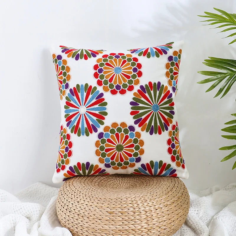 DecorBites™ Boho Farmhouse Floral Square Pillow Cover Set of 2