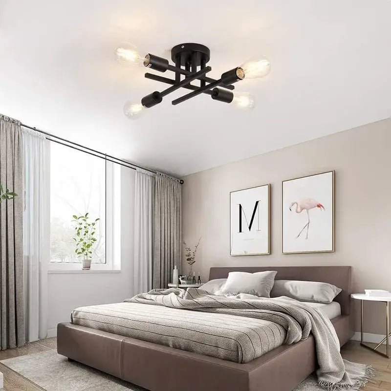 DecorBites™ Modern Black Sputnik Chandelier Flush Mount