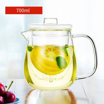 Decorbites™ Glasblumen-Teetasse mit Henkel, Filter und Deckel