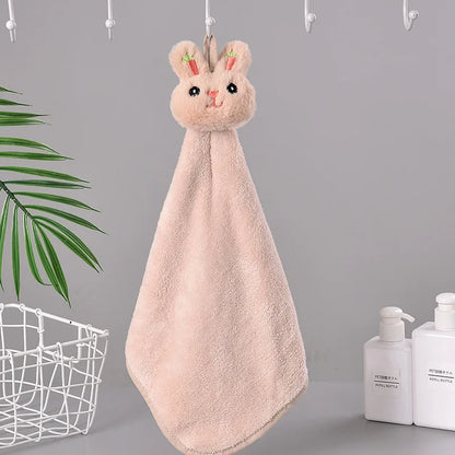 DecorBites™ Cartoon Rabbit Coral Fleece Hand Towel: Soft, Absorbent, Quick-Dry Terry Towel