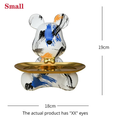 DecorBites™ Graffiti Bear Figurine | Modern Home Decor Statue | Keys Storage Shelf Sculpture