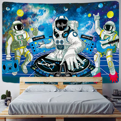 Decobites Psychedelic Space Astronaut Wall Tapestry - Hippie Boho Bedroom Decor