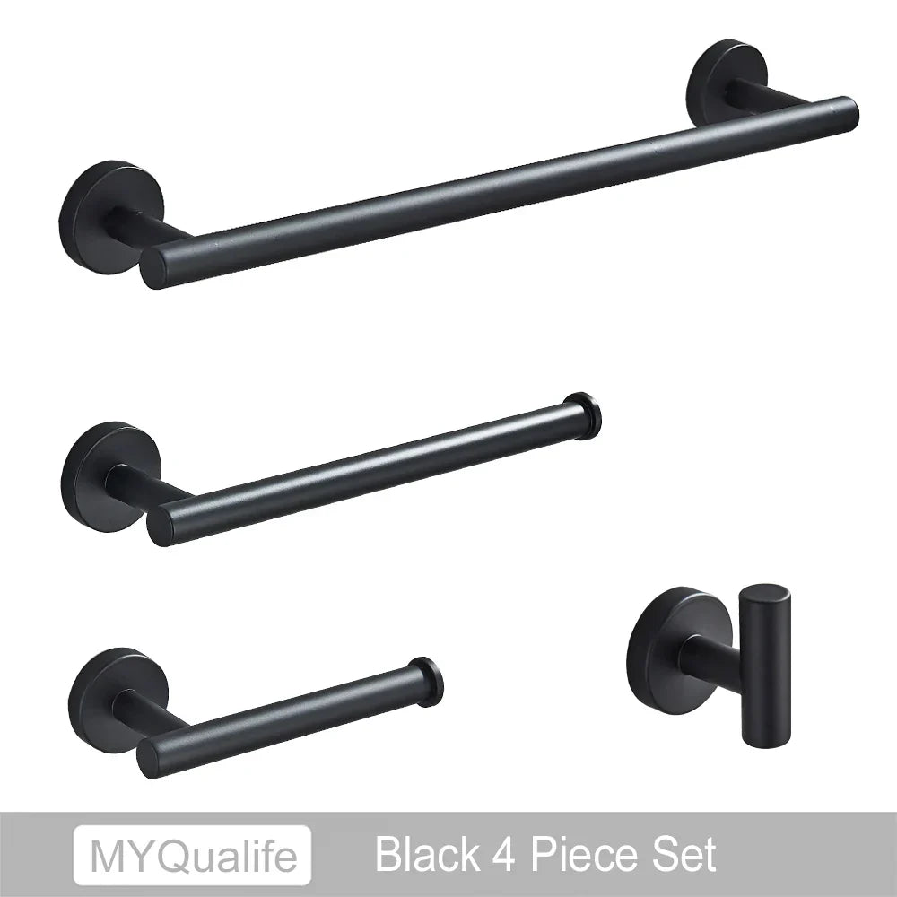 DecorBites™ Brushed Gold Bathroom Hardware Set: Towel Bar, Paper Holder, Robe Hook