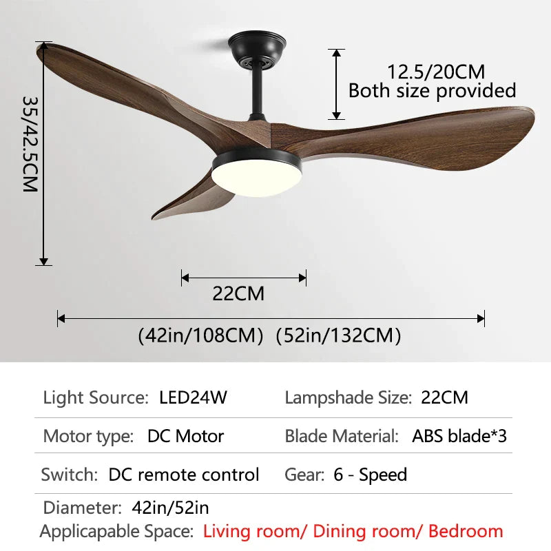 DecorBites™ 52" Modern Ceiling Fan with Light & Control - Strong Wind, Simplicity Design