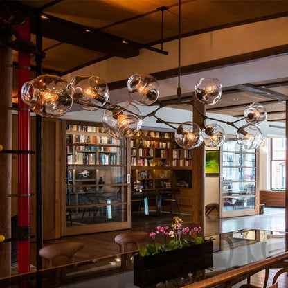 DecorBites™ Glass Bubble Branch Chandelier: Modern Hanging Ceiling Light Fixture