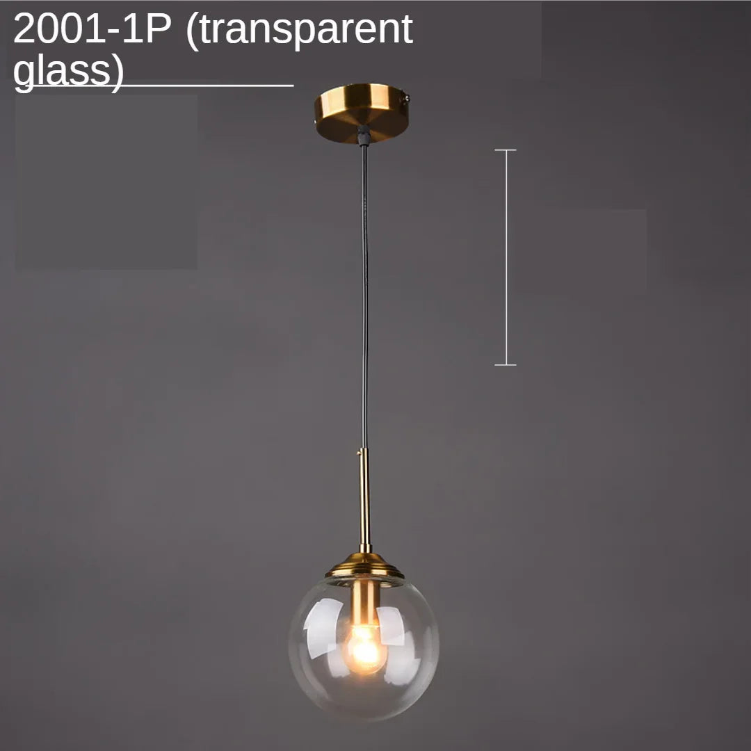Decorbites™ Lámpara colgante de bola de vidrio del anillo dorado para cocina, comedor y mesita de noche