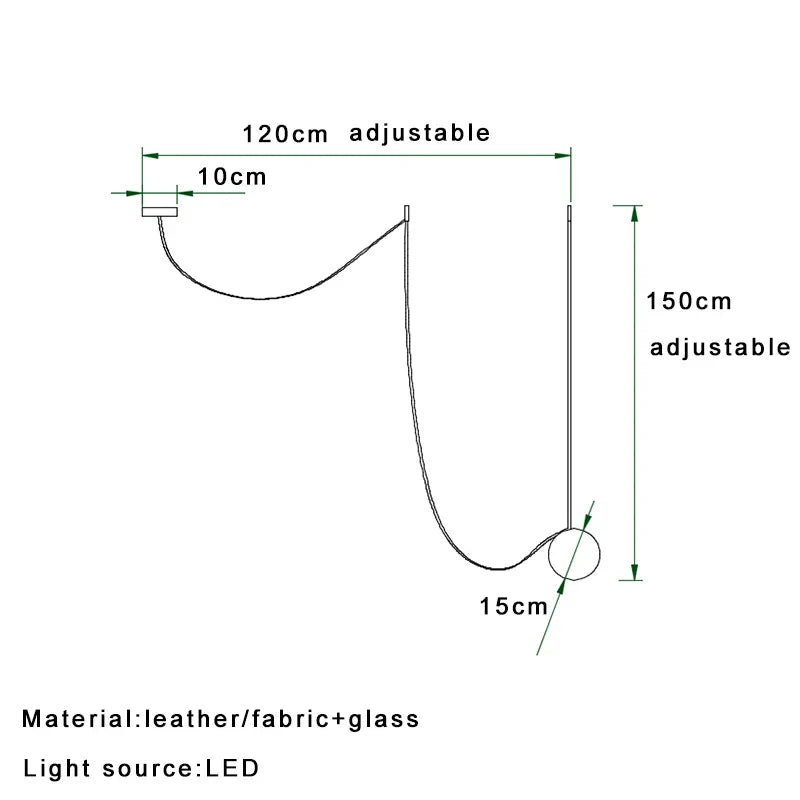 DecorBites™ Leather Glass Ball Pendant Light for Living Room, Adjustable Belt DIY Fixture