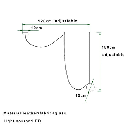 DecorBites™ Leather Glass Ball Pendant Light for Living Room, Adjustable Belt DIY Fixture