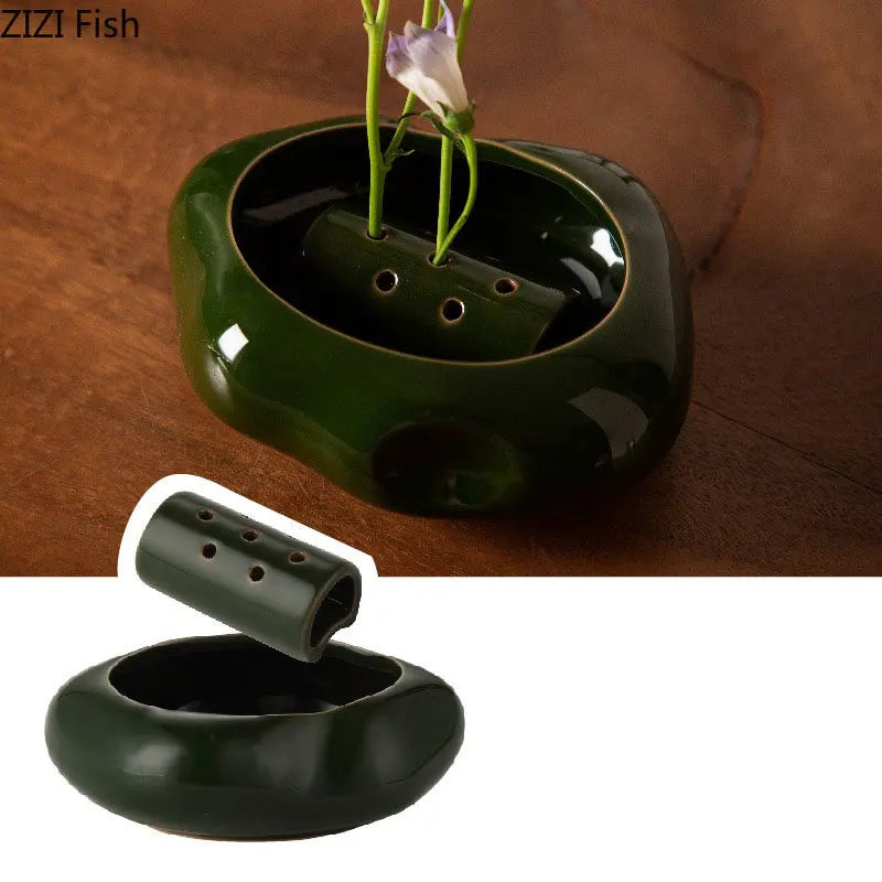DecorBites™ Lotus Seedpod Ceramic Vase Artificial Flower Pot Modern Desk Decor