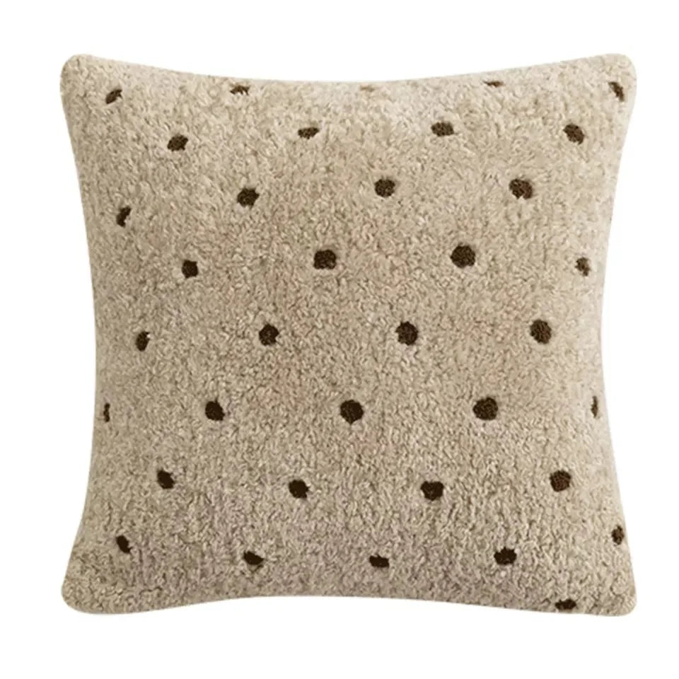 DecorBites™ IvoryCamel Polka Dot Lace Cushion Cover 45x45cm for Home Sofa Bed Decoration
