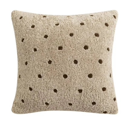 DecorBites™ IvoryCamel Polka Dot Lace Cushion Cover 45x45cm for Home Sofa Bed Decoration