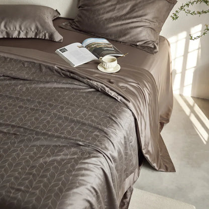 DecorBites™ Light Luxury Jacquard Quilt Set with Sheets & Pillowcases - Ice Silk, Washable & Cooling