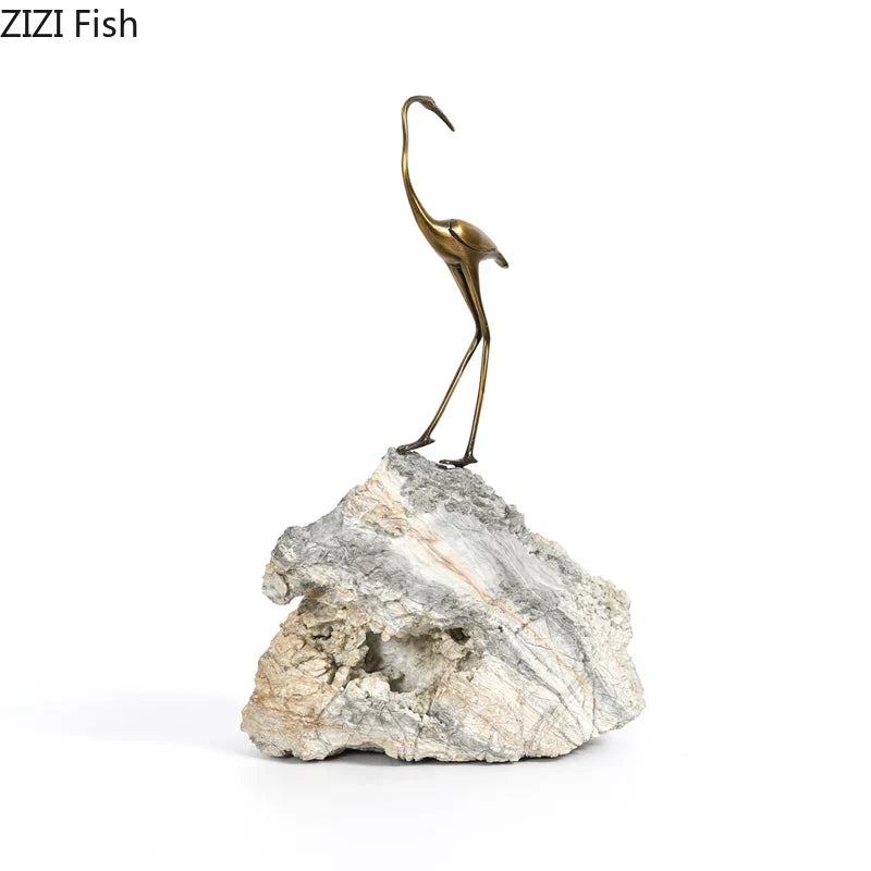 DecorBites™ Golden Crane Sculpture: Modern Desk Decoration and Crafts for Room Aesthetics