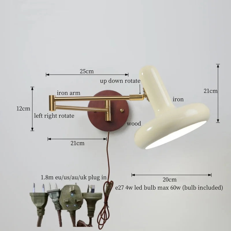 Lámpara de pared LED DecorBites™ Creamy Iron para dormitorio, sala de estar, baño, espejo y escalera.