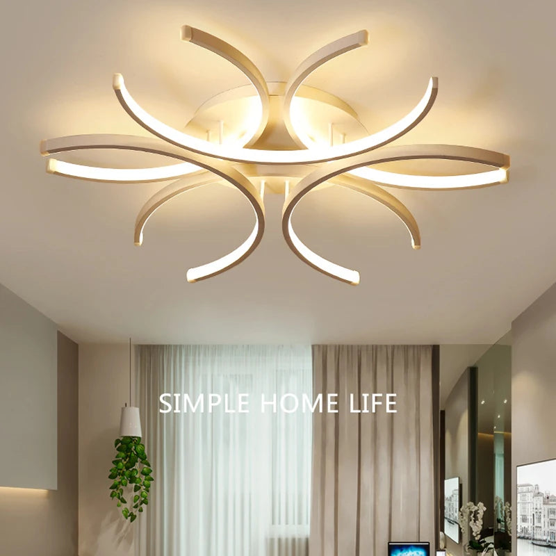 Luces LED de Lámpara de Araña Blanca Lámpara de Techo Moderna para Dormitorio Círculo Ático Sala de Estar Comedor Cocina Luminaria Interior