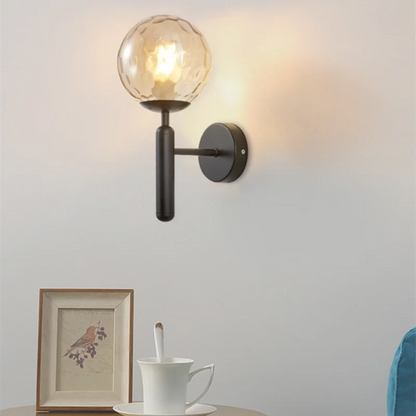 DecorBites™ Brass Chandelier with Black Art Glass Ball - Minimalist Living Room Dining Decor