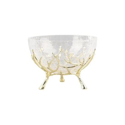 DecorBites™ Golden Branch Glass Fruit Plate: Stylish Home Storage Container & Decor Accessory