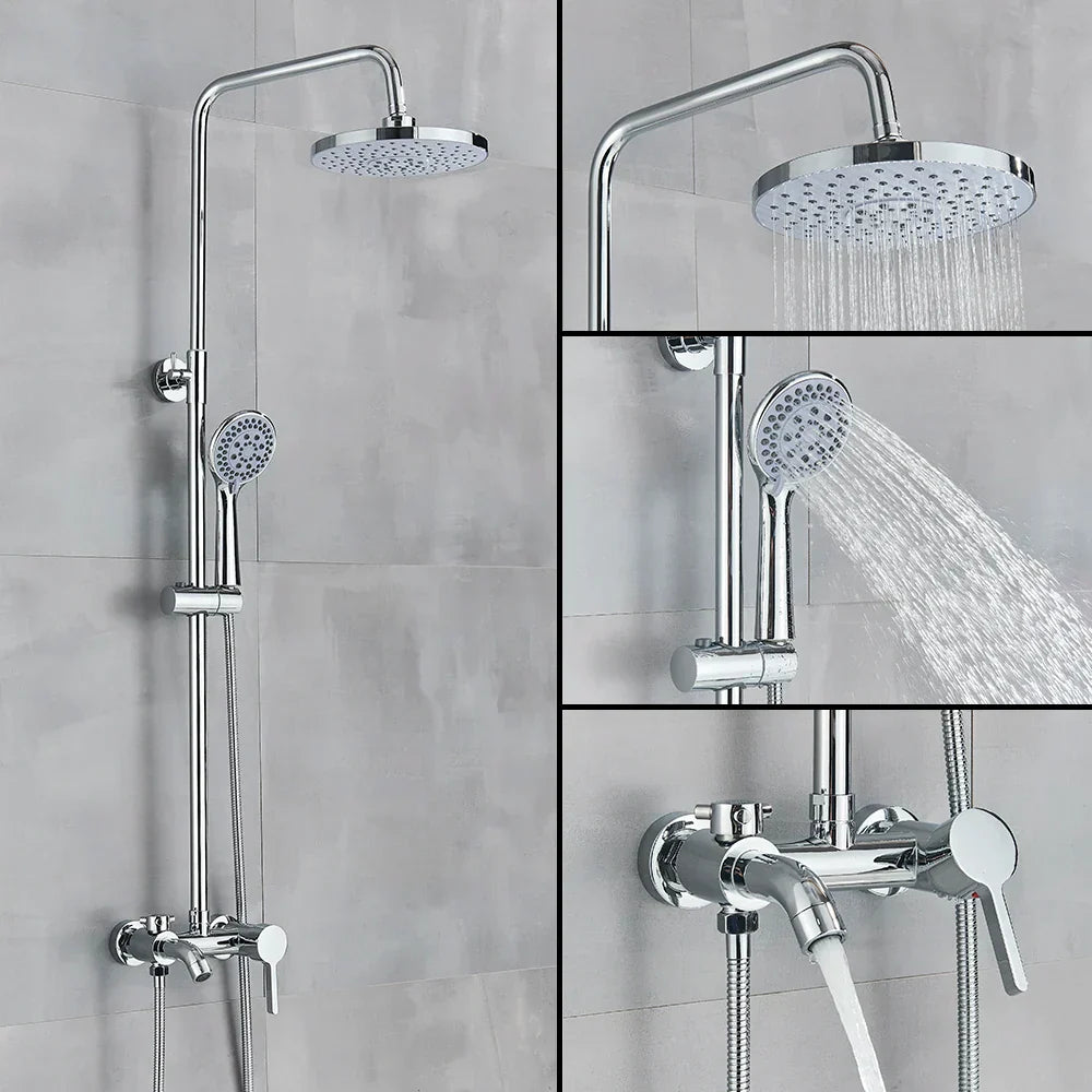 DecorBites™ Brass Handheld Rainfall Shower Wall-mounted Hot Cold Water Mixer System