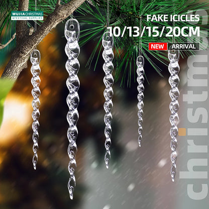 10/12pcs 10/13/15/20cm Christmas Simulation Ice Xmas Tree Hanging Clear Fake Icicle Winter Party New Year Navidad for Home Decor