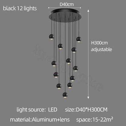 DecorBites™ Globe Lens Metal Chandelier for Living Room Kitchen Bedroom Cafe Staircase Villa