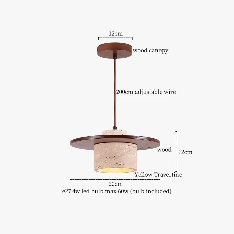 DecorBites™ Iron Yellow Travertine LED Pendant Light for Bedside Dining Living Room