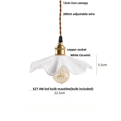 DecorBites™ Ceramic Wood Pendant Lamp LED Hanging Light Fixture for Modern Home Decor