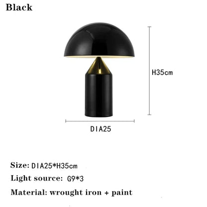 DecorBites™ Atollo Bedroom Table Lamp - Luxury Metal Mushroom Desk Light