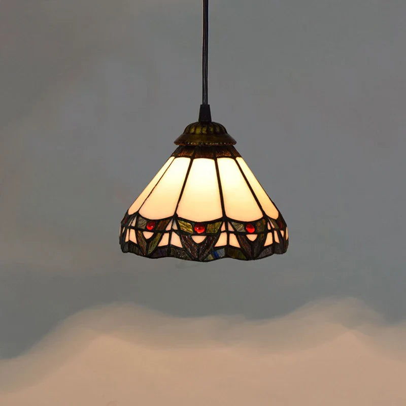European Stained Glass Pendant Light, 20cm