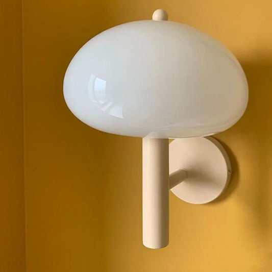 Aplique de pared DecorBites™ Cream Mushroom de cristal: Aplique de pared LED Bauhaus para pasillo de dormitorio