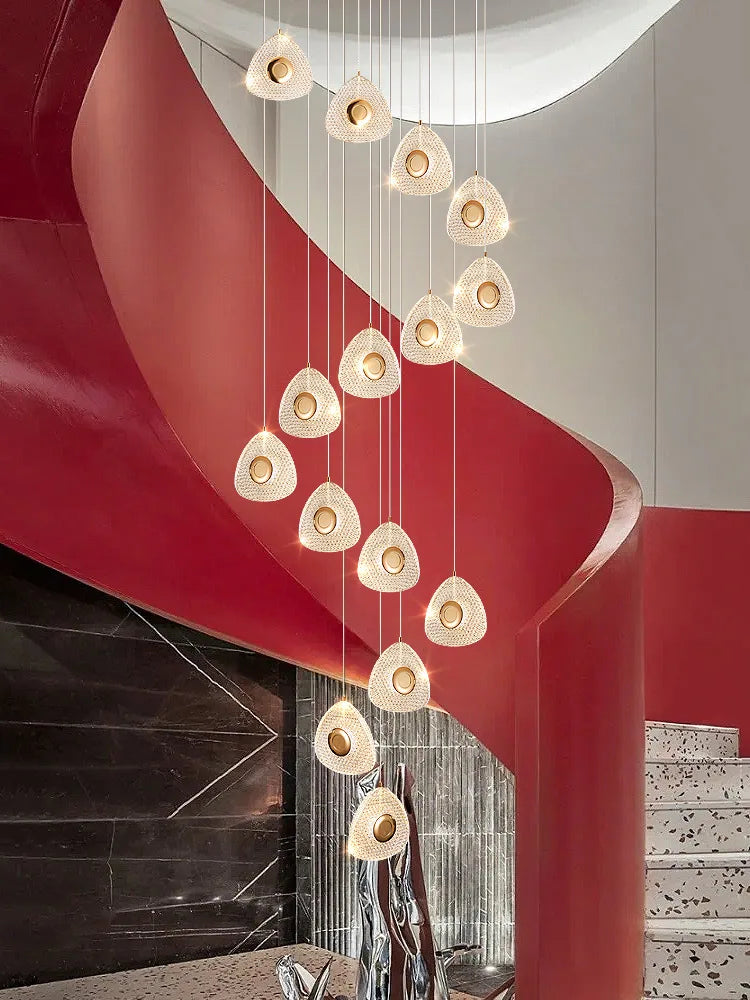 DecorBites™ Golden Acrylic LED Chandeliers for Living Room, Large & Creative Design Villa Lighting