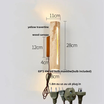 Aplique de pared LED DecorBites™ con diseño moderno nórdico y dosel de madera de terrazo para espejo de baño