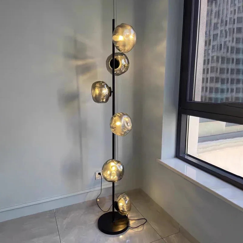 DecorBites™ Glass Shade LED Floor Lamp for Home Decor, Living Room, Bedroom, Minimalist Design