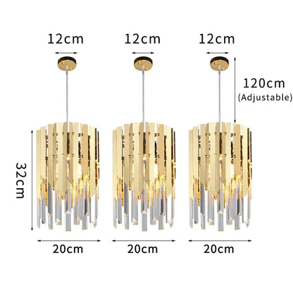 DecorBites™ Gold K9 Crystal LED Chandelier for Living Room Kitchen Dining Bedroom