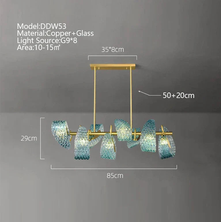 Lámpara de techo de cobre con hoja de pavo real azul Art Deco LED™ Decorbites para sala de estar