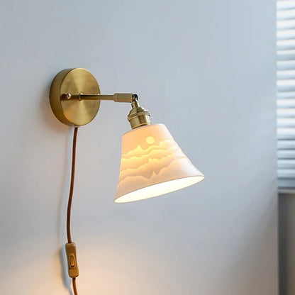 DecorBites™ Ceramic Wall Sconce with Adjustable Iron Arm for Living Room Décor