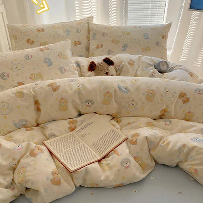 DecorBites™ Cartoon Printed Cotton Bedding Set - Soft, Skin-Friendly Duvet Cover