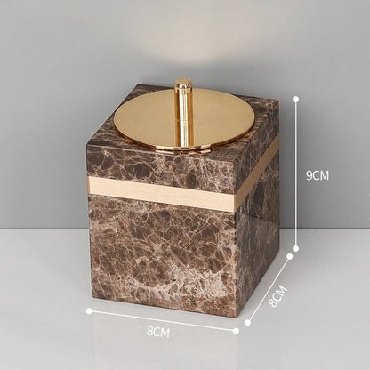 DecorBites™ Emperador Dark Marble Bathroom Set: Toothbrush Holder, Soap Dispenser, Luxury Accessories
