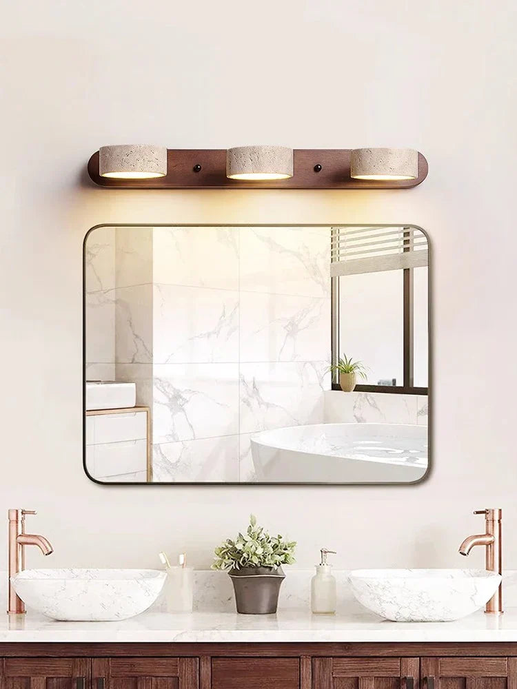 DecorBites™ Japanese Retro Stone Wall Mirror Light for Bathroom and Dressing Table