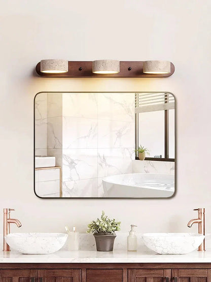 DecorBites™ Japanese Retro Stone Wall Mirror Light for Bathroom and Dressing Table