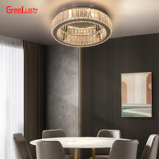 DecorBites™ Big Crystal Round LED Chandelier Dimmable Ceiling Light with Remote