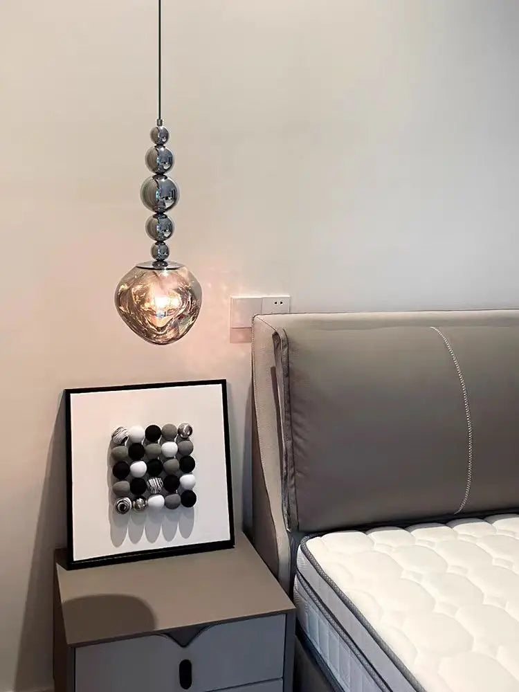Art Deco Silver Lava Pendant Light in Acrylic and Metal