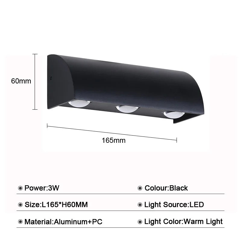 DecorBites™ LED Wall Lamp 3W Indoor Outdoor Waterproof Lighting Fixture for Bedroom Stairway