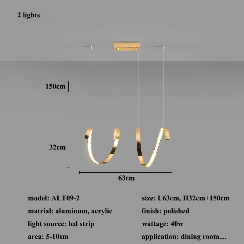Luces colgantes LED irregulares de oro Decorbites™ para la iluminación moderna de salas de estar y comedor