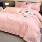 Decobites Luxury Flowers Embroidery Bedding Set: Duvet Cover, Sheet, Pillowcases