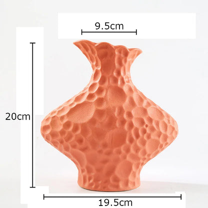 DecorBites™ Frosted Ceramic Vase Artificial Floral Decor Desk Decoration Modern Flower Arrangement